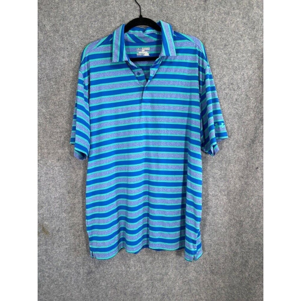 Under Armour Teal & Blue Striped Performance Polo